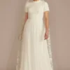 High Neck Short Sleeve Lace Modest Wedding Dress