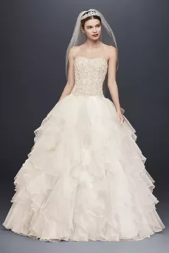 Petite Organza Ruffle Skirt Wedding Dress