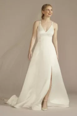 Recycled Satin Double Strap A-Line Wedding Dress