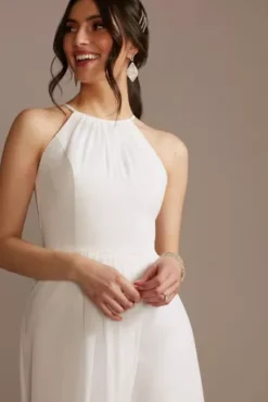 Chiffon A-Line Wedding Dress With Tie Back -Floral Applique Dresses Shop SDWG0989 WHITE DBSTU PROD4 084