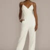 Lace Bodice Spaghetti Strap Wedding Jumpsuit