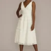 Midi-Length Lace V-Neck Dress With Banded Trim