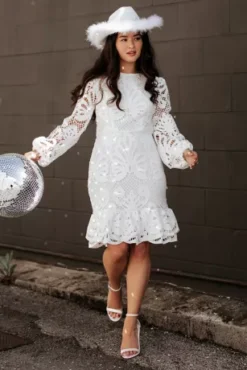 Allover Lace Flounce Hem Long Sleeve Dress -Floral Applique Dresses Shop SDWG1085 2 PDP Crop JUNE21 1920x2880