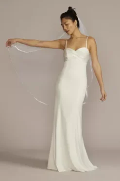 Satin Crepe Empire Sheath Wedding Dress