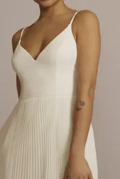 Pleated Spaghetti Strap A-Line Wedding Dress -Floral Applique Dresses Shop SDWG1088 IVORY DBSTU PROD3 097