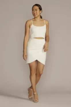Crepe Cutout Wrap Skirt Short Dress