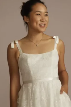 Floral Lace Midi Dress With Silk Tie Straps -Floral Applique Dresses Shop SDWG1094 SOFTWHITE DBSTU PROD7 V2 104