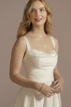 Cowl Neck Tea-Length Satin A-Line Dress 5 Cowl Neck Tea-Length Satin A-Line Dress -Floral Applique Dresses Shop SDWG1105 SOFTWHITE DBSTU PROD2 075