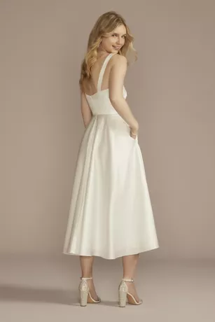 Cowl Neck Tea-Length Satin A-Line Dress 2 Cowl Neck Tea-Length Satin A-Line Dress - Image 2