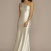One-Shoulder Ruched Back Sheath Wedding Dress