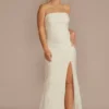 Allover Lace Strapless Sheath Wedding Dress