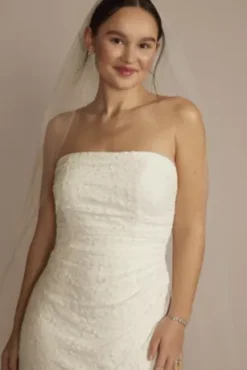 Allover Lace Strapless Sheath Wedding Dress 5 Allover Lace Strapless Sheath Wedding Dress -Floral Applique Dresses Shop SDWG1119 SOFTWHITE DBSTU PROD1 072