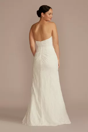 Allover Lace Strapless Sheath Wedding Dress 2 Allover Lace Strapless Sheath Wedding Dress - Image 2