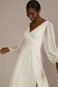 Long Billow Sleeve Chiffon A-Line Wedding Dress 8 Long Billow Sleeve Chiffon A-Line Wedding Dress -Floral Applique Dresses Shop SDWG1126 IVORY DBSTU PROD10 1156