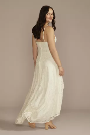 High-Low Lace Spaghetti Strap V-Neck Wedding Dress 2 High-Low Lace Spaghetti Strap V-Neck Wedding Dress - Image 2