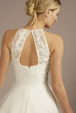 Embellished Halter Neck A-Line Wedding Dress -Floral Applique Dresses Shop SDWG1156 SOFTWHITE DBSTU PROD4 157