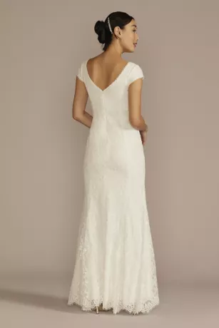 Allover Lace Cap Sleeve Mermaid Wedding Dress 2 Allover Lace Cap Sleeve Mermaid Wedding Dress - Image 2