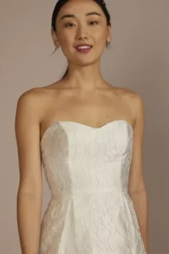 Short Jacquard A-Line Dress With Removable Straps -Floral Applique Dresses Shop SDWG1177 SOFTWHITE DBSTU PROD3 186