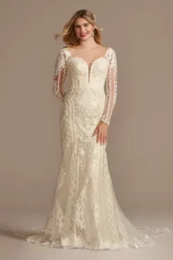 Beaded Scroll And Lace Mermaid Tall Wedding Dress