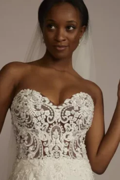 Lace Sheer Beaded Bodice Wedding Dress 6 Lace Sheer Beaded Bodice Wedding Dress -Floral Applique Dresses Shop SV830 SFTWHTCOCOA SIG PROD11 2106