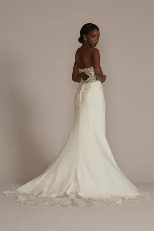 Lace Sheer Beaded Bodice Wedding Dress 2 Lace Sheer Beaded Bodice Wedding Dress - Image 2