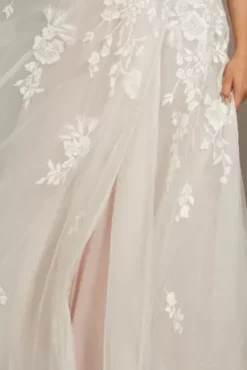 Floral Tulle Wedding Dress With Removable Sleeves -Floral Applique Dresses Shop SWG834 IVYCSHMR SIG PROD9 242