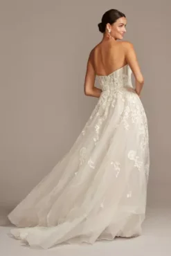 Floral Tulle Wedding Dress With Removable Sleeves -Floral Applique Dresses Shop SWG834 IVYCSHMR SIG PROD9 373