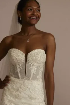 Beaded Brocade Embellished Mermaid Wedding Dress -Floral Applique Dresses Shop SWG835 IVYCHMPCO SIG PROD6 115