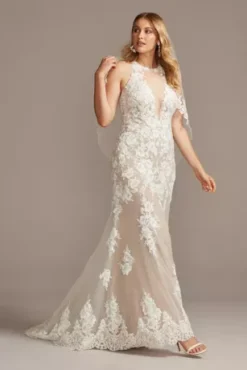 Illusion Sequin Floral Applique Wedding Dress 12 Illusion Sequin Floral Applique Wedding Dress -Floral Applique Dresses Shop SWG843 IVYBISQUE SIG PROD9 034