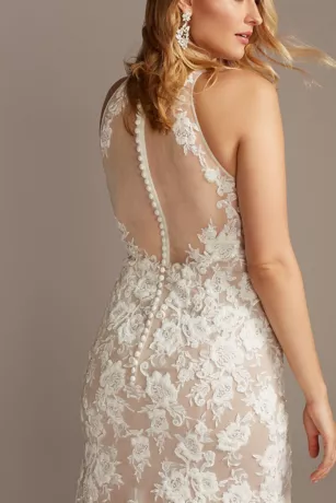 Illusion Sequin Floral Applique Wedding Dress 7 Illusion Sequin Floral Applique Wedding Dress - Image 7