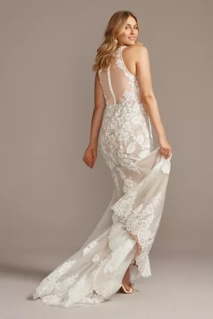 Illusion Sequin Floral Applique Wedding Dress 6 Illusion Sequin Floral Applique Wedding Dress - Image 6