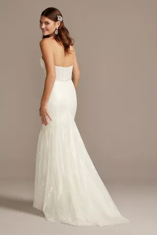 Allover Sequin Corset Wedding Dress With Beading 2 Allover Sequin Corset Wedding Dress With Beading - Image 2