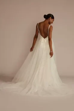 Sequin Applique Wedding Dress With Removable Train -Floral Applique Dresses Shop SWG882 IVYSTNCO SIG PROD6 194