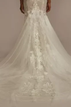 Beaded Lace 3D Floral Plunge Tulle Wedding Dress -Floral Applique Dresses Shop SWG897 IVYBSQCO SIG PROD6 115