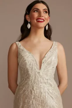 Horsehair Trim Beaded Lace Low Back Wedding Dress -Floral Applique Dresses Shop SWG900 IVYBISQUE SIG PROD4 056