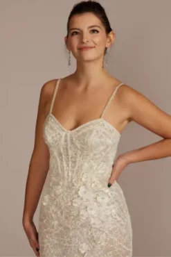 Lace Sheath Wedding Gown With Overskirt -Floral Applique Dresses Shop SWG916 IVYBISQUE SIG PROD1 185