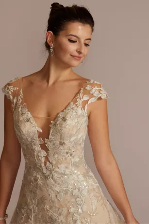 Illusion Embellished Drop Waist Wedding Gown 3 Illusion Embellished Drop Waist Wedding Gown - Image 3