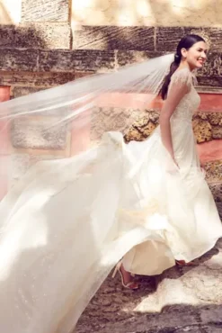 Floral Sequin Feathered Wedding Dress 16 Floral Sequin Feathered Wedding Dress -Floral Applique Dresses Shop SWG938 1 PDP Crop JUNE21 1920x2880