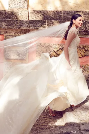 Floral Sequin Feathered Wedding Dress 8 Floral Sequin Feathered Wedding Dress - Image 8