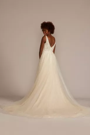 Floral Sequin Feathered Wedding Dress 6 Floral Sequin Feathered Wedding Dress - Image 6