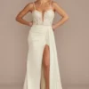 Beaded Corset Bodice Sheath Draped Wedding Dress