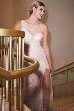 One-Shoulder Beaded Wedding Dress With Overskirt -Floral Applique Dresses Shop SWG951 1 PDP Crop MAR23 1920x2880