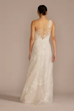 One-Shoulder Beaded Wedding Dress With Overskirt -Floral Applique Dresses Shop SWG951 IVYSTONE SIG PROD3 177 V2