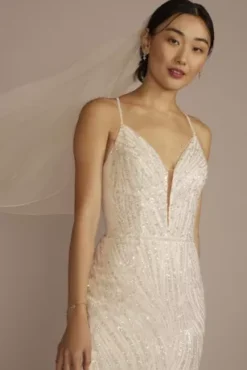 Strappy Back V-Neck Beaded Sheath Wedding Dress -Floral Applique Dresses Shop SWG952 IVYSTONE SIG PROD3 077