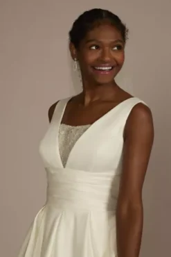 Cummerbund Satin Ball Gown Wedding Dress -Floral Applique Dresses Shop V3848 IVORY DBSTU PROD11 V2 031 detail