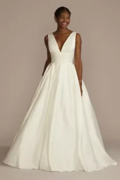 Cummerbund Satin Ball Gown Wedding Dress