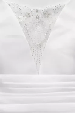 Cummerbund Satin Ball Gown Wedding Dress -Floral Applique Dresses Shop V3848 WHITE CORE SWATCH PROD2 002