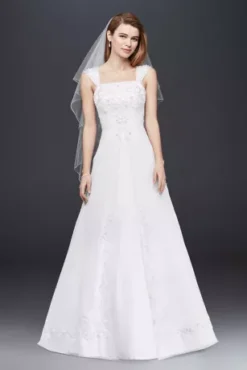 A Line Chiffon Split Front Overlay Wedding Dress
