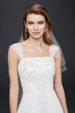 A Line Chiffon Split Front Overlay Wedding Dress -Floral Applique Dresses Shop V9010 WHITE CORE PROD4 V2 157