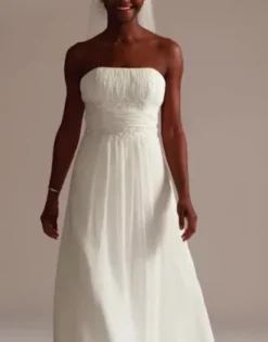 Chiffon A-line Wedding Dress With Beads 7 Chiffon A-line Wedding Dress With Beads -Floral Applique Dresses Shop V9743